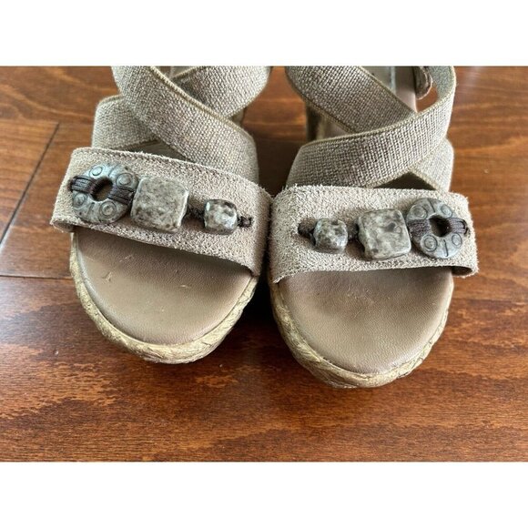 Azura Espadrille Wedge Open Toe Sandals Shoes Tan Artsy ITALY NEW 36 (6) - Picture 4 of 11